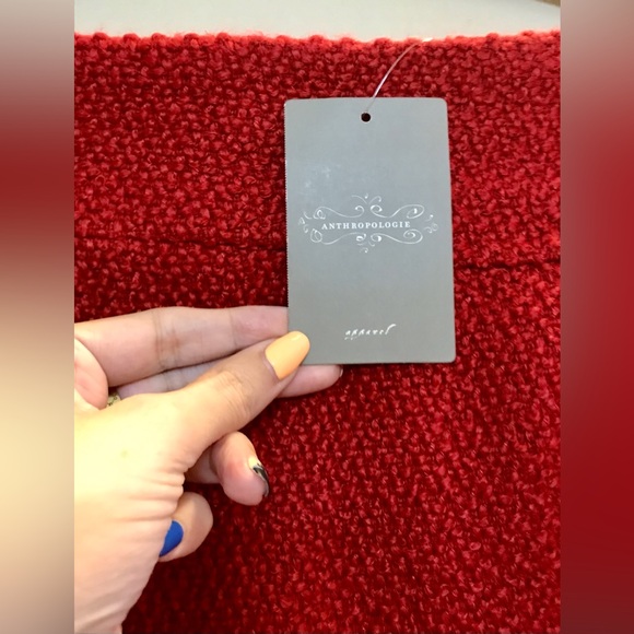 NWT Anthropologie Rich Red Textured Skirt - Picture 4 of 5